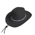 thumbnail image 1 of Celivon Stripe Of Rhinestones Cowgirl Hat Woman Girls Breathable Cowgirl Hat With Adjustable Chin Rope Western Style Hat, 1 of 2