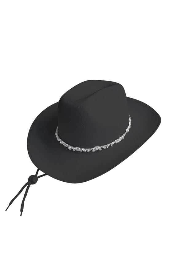 Celivon Stripe Of Rhinestones Cowgirl Hat Woman Girls Breathable Cowgirl Hat With Adjustable Chin Rope Western Style Hat