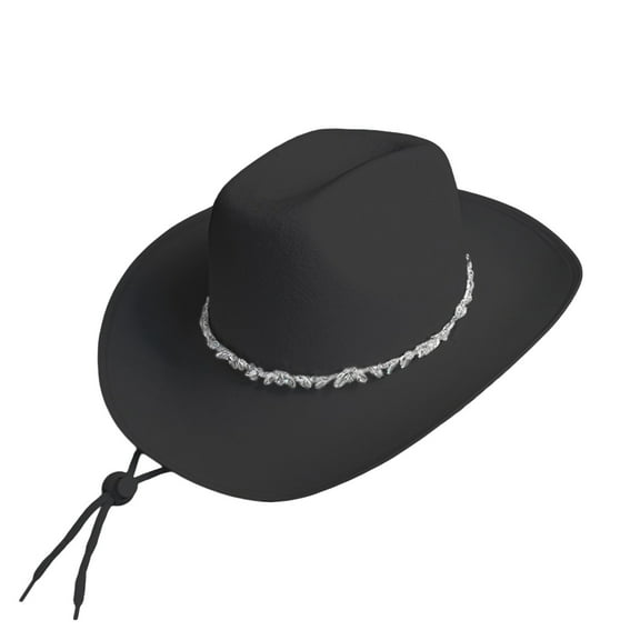 Celivon Stripe Of Rhinestones Cowgirl Hat Woman Girls Breathable Cowgirl Hat With Adjustable Chin Rope Western Style Hat