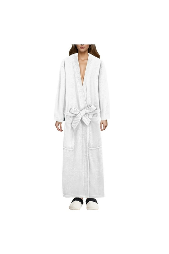 Terry Cloth Robes For Women Spring Autumn Long Pajamas Smooth Absorbent Quick Drying Long Sleeved Robe Bathrobe