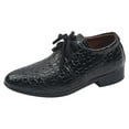 thumbnail image 1 of Celivon Toddler Boys Leather Shoes New Pattern Solid Color Lace Up Low Heel Comfy Performance Shoes Size 5 T, 1 of 7