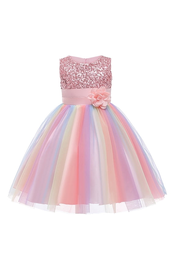 Trendy Girls' Dresses Kids Floral Princess Bridesmaid Pageant Gown Birthday Party Wedding Dress Trendy Casual Comfy,2-10Y