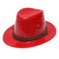 thumbnail image 1 of Celivon Unisex Solid Sun Protection Fashion Western Red Cowgirl Hat Leather Windproof Hat, 1 of 2