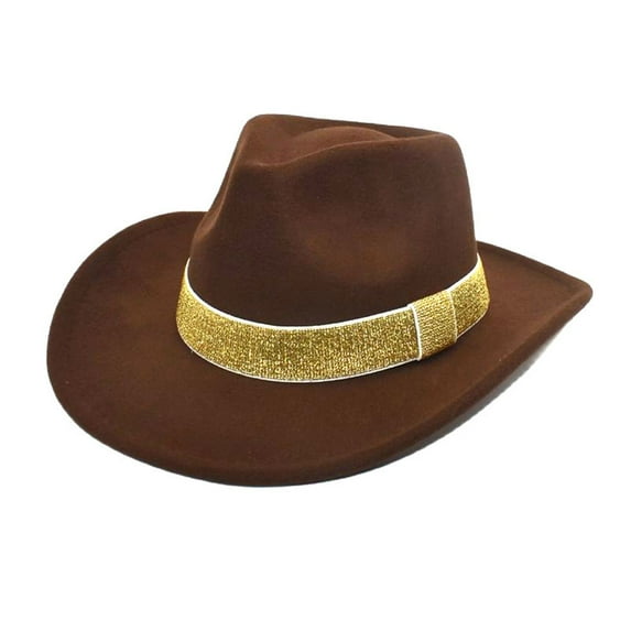 Celivon Unisex Woolen Western Cowgirl Hat Summer Casual Plaid Wide Brim Travel Loose Cap