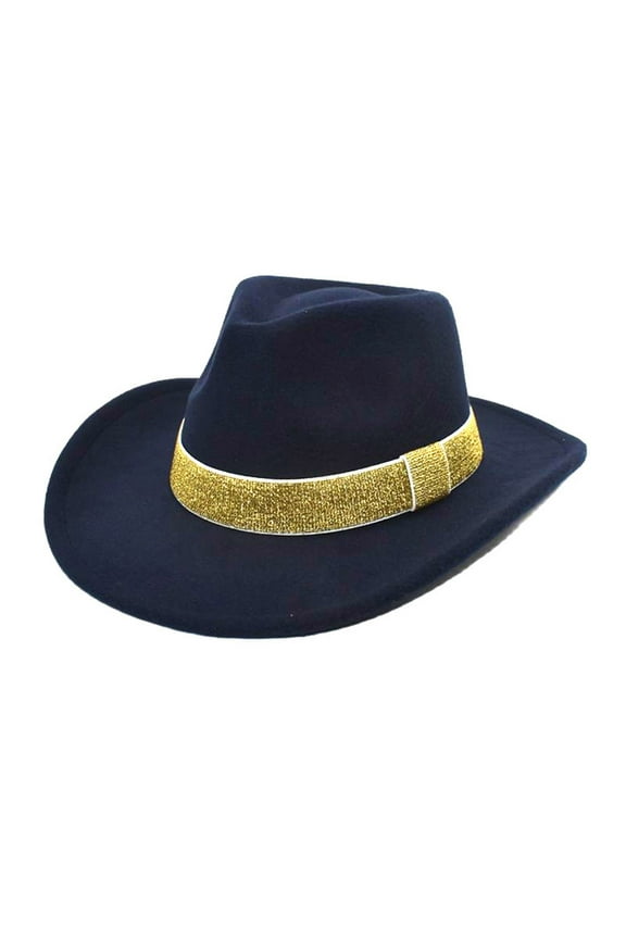 Unisex Woolen Western Cowgirl Hat Summer Casual Plaid Wide Brim Travel Loose Cap