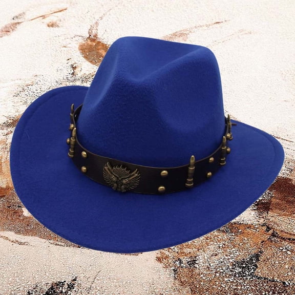 Celivon Western Cowboy Hat Jazz Bowler Hat With Decoration Ethnic Style Hat
