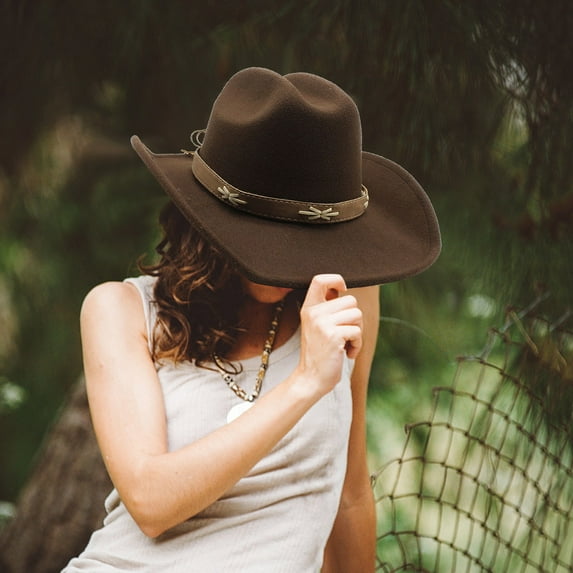 Celivon Women Men Western Shapeable Wide Brim Sun Hat Cowgirl Hat