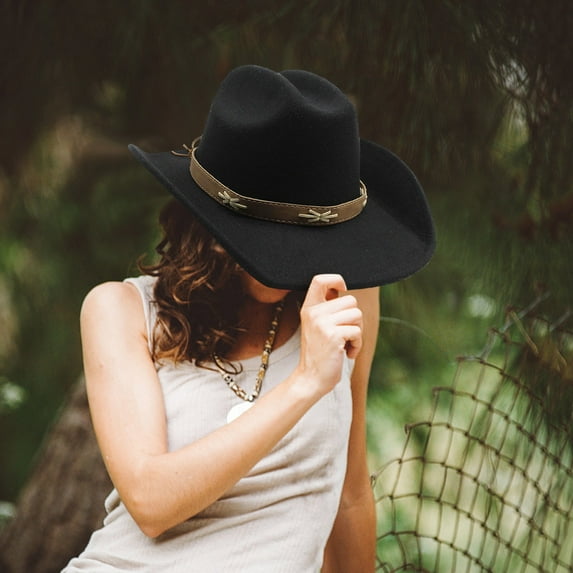 Celivon Women Men Western Shapeable Wide Brim Sun Hat Cowgirl Hat