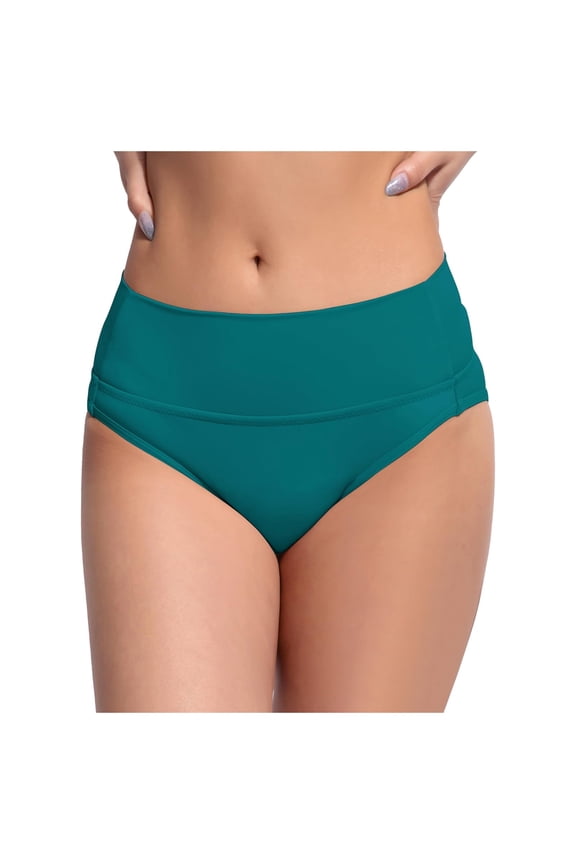 Womens Black High Waisted Bikini Bottoms Retro Basic Full Coverage Swimsuit Mid Waist Bathing Suit Bottom Beach Vacation Clothes Green