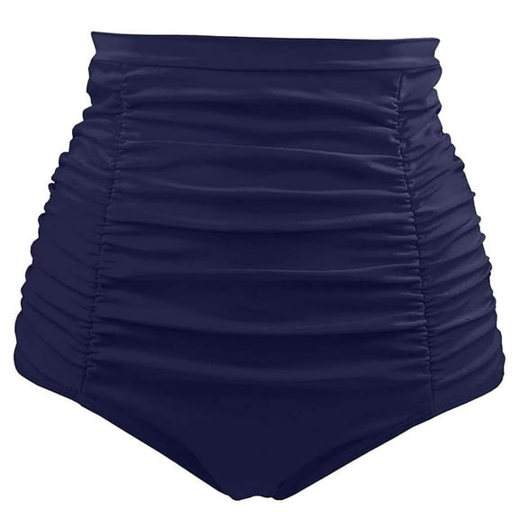 Wxolcjlv Womens High Waisted Swim Bottoms Skirts Ruched Bikini Tankini Briefs Shorts Underwear Beach Vacation Clothes Navy