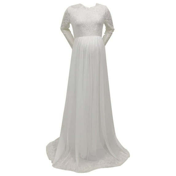 Celivon Womens Long Sleeve Maternity Dress Lace Spell Press Sexy Loose Trailing Long Soft Flattering Comfy Pregnancy Clothes