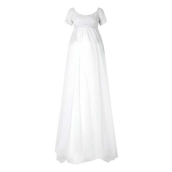 Celivon Womens Maternity Dress For Photoshoot Short Sleeve Mesh Trailing Soft Flattering Comfy Pregnancy Clothes