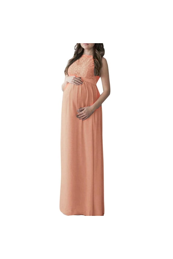Womens Maternity Dress For Photoshoot Sleeveless Lace Long Maxi Gown Soft Flattering Comfy Pregnancy Clothes