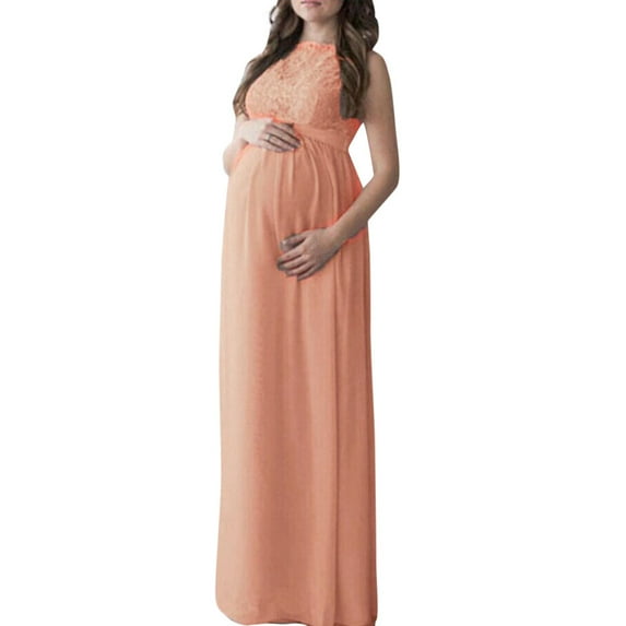 Celivon Womens Maternity Dress For Photoshoot Sleeveless Lace Long Maxi Gown Soft Flattering Comfy Pregnancy Clothes
