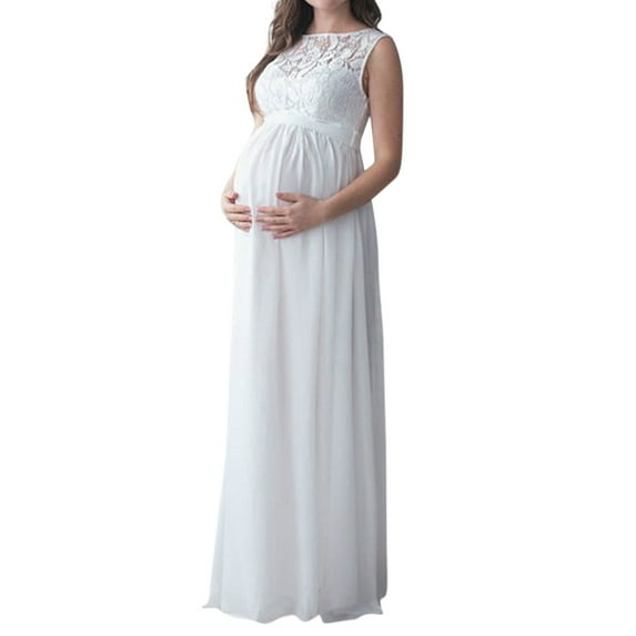 Celivon Womens Maternity Dress For Photoshoot Sleeveless Lace Long Maxi Gown Soft Flattering Comfy Pregnancy Clothes