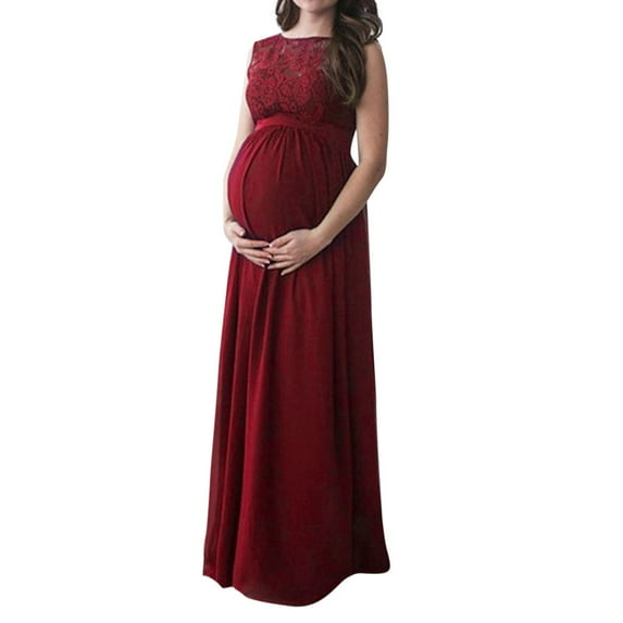 Celivon Womens Maternity Dress For Photoshoot Sleeveless Lace Long Maxi Gown Soft Flattering Comfy Pregnancy Clothes