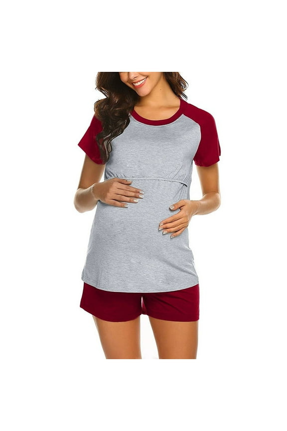 Womens Maternity Nursing Pajama Set Breastfeeding Sleepwear Set