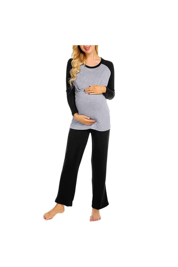 Womens Maternity Nursing Pajama Set Breastfeeding Sleepwear Set