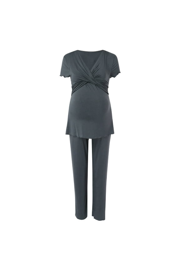 Womens Maternity Nursing Pajama Set Breastfeeding Sleepwear Set