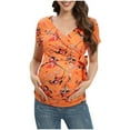 thumbnail image 1 of Celivon Womens Maternity Nursing Tops Floral Print Short Sleeve Breastfeeding Shirt Flattering Comfy Pregnancy Clothes, 1 of 1