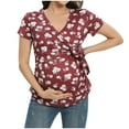 thumbnail image 1 of Celivon Womens Maternity Nursing Tops Floral Print Short Sleeve Breastfeeding Shirt Flattering Comfy Pregnancy Clothes, 1 of 2