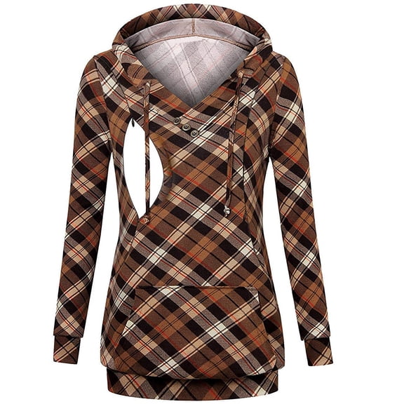 Celivon Womens Maternity Nursing Tops Long Sleeve Breastfeeding Shirt Hoodie With Pocket Flattering Comfy Pregnancy Clothes