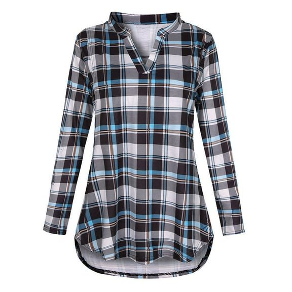Celivon Womens Maternity Nursing Tops Long Sleeve V Neck Plaid Breastfeeding Shirt Flattering Comfy Pregnancy Clothes