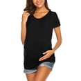 thumbnail image 1 of Celivon Womens Maternity Nursing Tops Short Sleeve Double-Layers Breastfeeding Shirt Flattering Comfy Pregnancy Clothes, 1 of 2