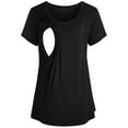 thumbnail image 1 of Celivon Womens Maternity Nursing Tops Short Sleeve Rushed Hem Breastfeeding Shirt Flattering Comfy Pregnancy Clothes, 1 of 4