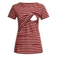 thumbnail image 1 of Celivon Womens Maternity Nursing Tops Short Sleeve Striped Breastfeeding Shirt Flattering Comfy Pregnancy Clothes, 1 of 4
