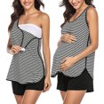 thumbnail image 1 of Celivon Womens Maternity Pajama Set Striped Crewneck Chemise And Boyshort Loungewear Sets, 1 of 4