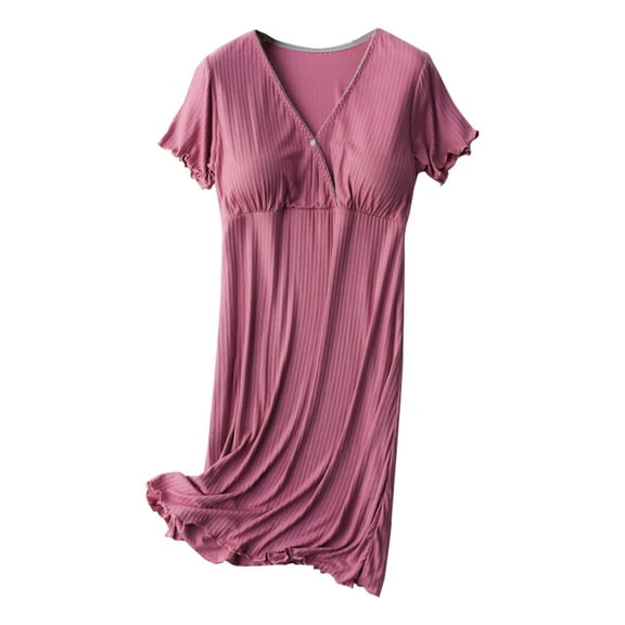 Celivon Womens Short Sleeve Maternity Dress Feeding No Wear Bra Go Out Postpartum Feeding Summer Soft Flattering Comfy Pregnancy Clothes