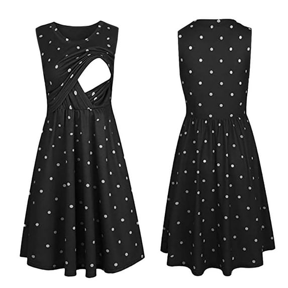 Celivon Womens Sleeveless Maternity Nursing Dress Solid Color Summer Breastfeeding Dress Flattering Comfy Pregnancy Clothes