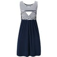 thumbnail image 1 of Celivon Womens Sleeveless Maternity Nursing Dress Stripe Printed Tank Summer Sleepwear Breastfeeding Dress Flattering Comfy Pregnancy Clothes, 1 of 1