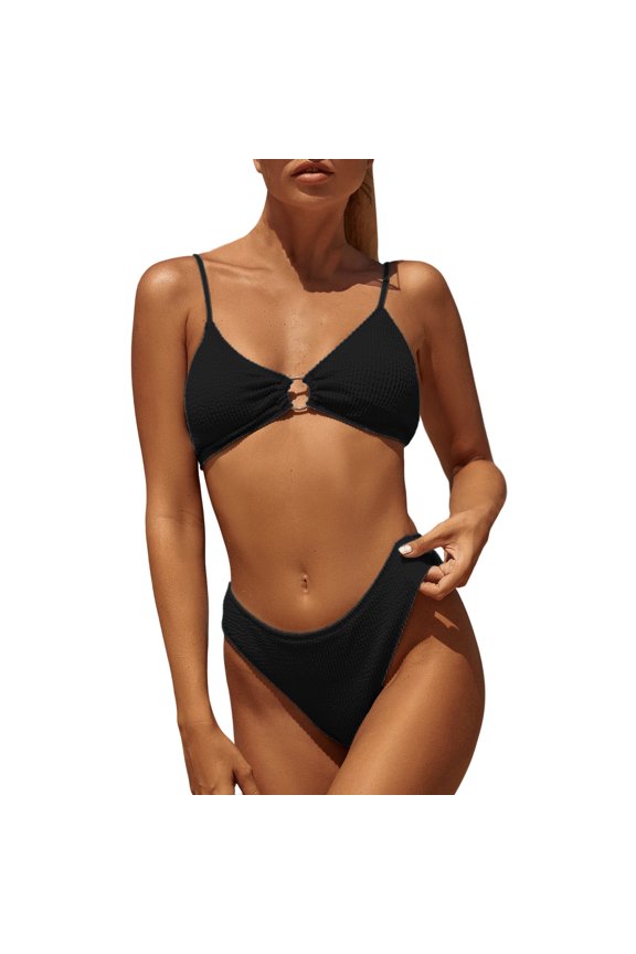 Womens Solid Color Sexy Bikini Swimsuit Two Piece Set Hot Spring Wear