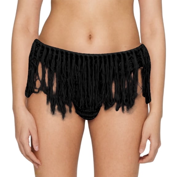 Celivon Womens Summer Solid Color Fashion Beach Style Knitted Tassel Elastic Briefs Shorts Swimming Pants Beach Vacation Clothes Black