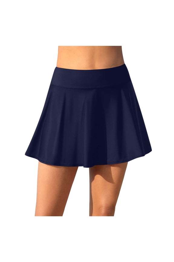 Womens Swim Skirt Belly Swimsuit Skirt High Waisted Swimsuit Bottom Beach Vacation Clothes Navy