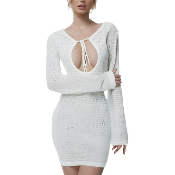 Celivon Womens Bathing Suit Cover Up Beach Dress Sexy Knit Smock Skirt White Swimsuit for Women