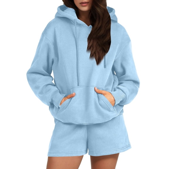 Wxolcjlv Workout Sets For Women 2 Piece Suit Hoodie Sweatshirt And Shorts Set Autumn Sportswear Sportswear Gym Yoga Active Wear Outfit