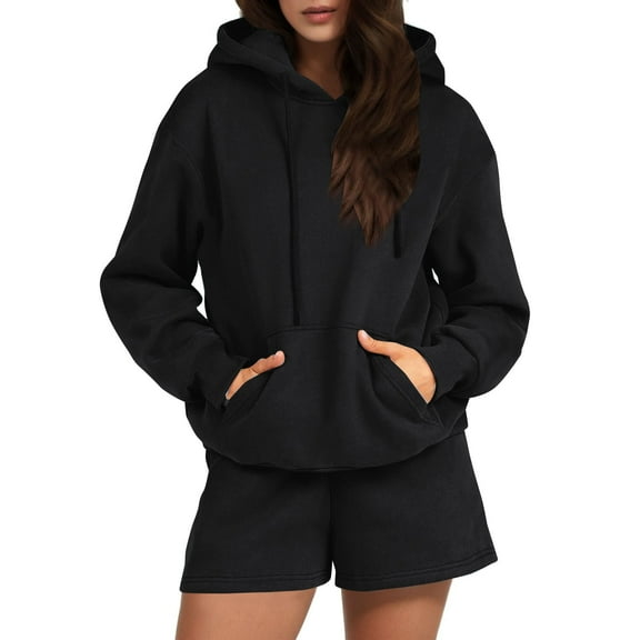 Wxolcjlv Workout Sets For Women 2 Piece Suit Hoodie Sweatshirt And Shorts Set Autumn Sportswear Sportswear Gym Yoga Active Wear Outfit