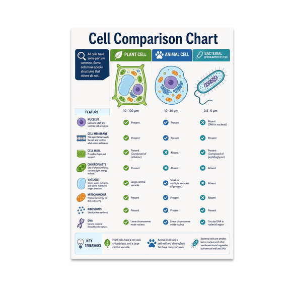 Cell Biology Reference Chart - Science Student - 13x19 Poster Print
