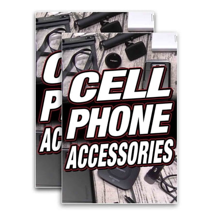 Cell Phone Accessories (24" X 36") Vinyl Decal Only (Pack of 2) |Sign|Sticker|Poster