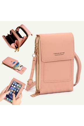 Cell Phone Bag, PU Leather Crossbody Cellphone Purse for Women, Touch Screen Cell Phone Pouch Holder Shoulder Bag RFID Blocking Wallet Handbag with Shoulder Strap