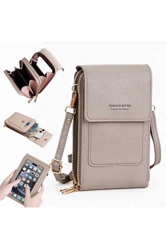Cell Phone Bag, PU Leather Crossbody Cellphone Purse for Women, Touch Screen Cell Phone Pouch Holder Shoulder Bag RFID Blocking Wallet Handbag with Shoulder Strap
