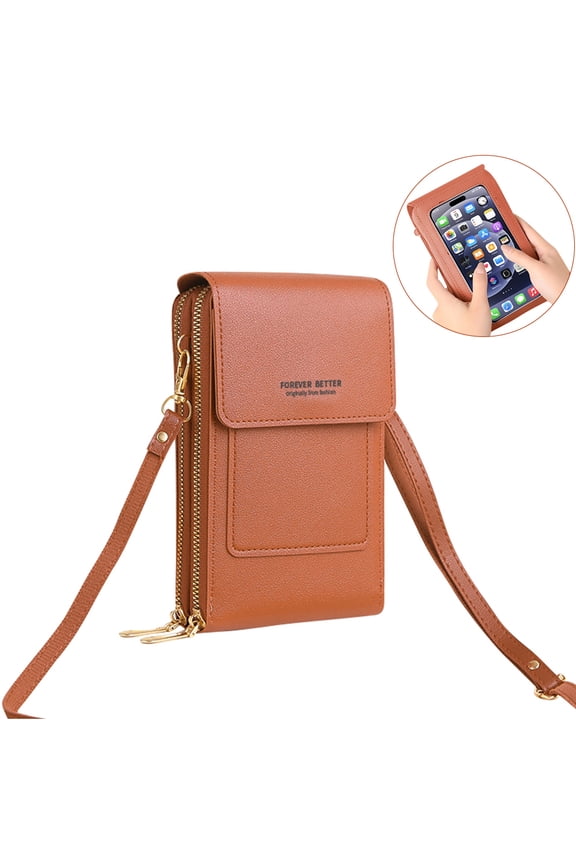 Cell Phone Bag, PU Leather Crossbody Cellphone Purse for Women, Touch Screen Cell Phone Pouch Holder Shoulder Bag RFID Blocking Wallet Handbag with Shoulder Strap