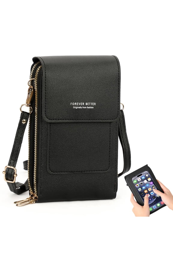 Cell Phone Bag, PU Leather Crossbody Cellphone Purse for Women, Touch Screen Cell Phone Pouch Holder Shoulder Bag RFID Blocking Wallet Handbag with Shoulder Strap