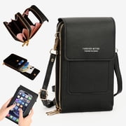 Cell Phone Bag, PU Leather Crossbody Cellphone Purse for Women, Touch Screen Cell Phone Pouch Holder Shoulder Bag RFID Blocking Wallet Handbag with Shoulder Strap