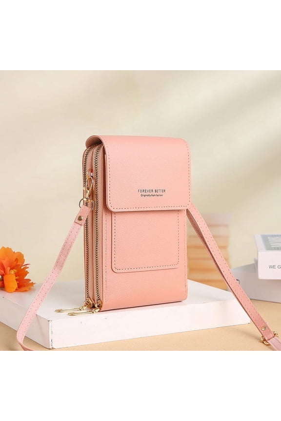 Cell Phone Bag, PU Leather Crossbody Cellphone Purse for Women, Touch Screen Cell Phone Pouch Holder Shoulder Bag RFID Blocking Wallet Handbag with Shoulder Strap