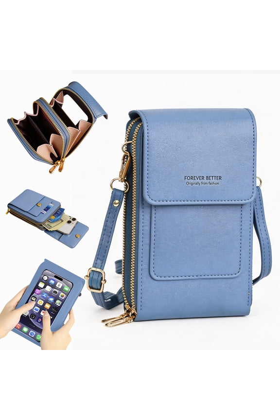Cell Phone Bag, PU Leather Crossbody Cellphone Purse for Women, Touch Screen Cell Phone Pouch Holder Shoulder Bag RFID Blocking Wallet Handbag with Shoulder Strap