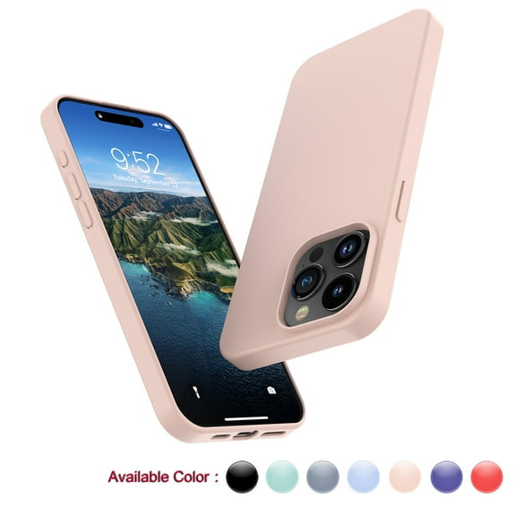 Cell Phone Basic Cases For iPhone 13 14 15 16 Pro Max 12 11,iPhone 14 6.1" Silicone Case,Liquid Silicone Gel Rubber Shockproof Case Ultra Thin Slim Matte Surface Protective Case Cover-Pink